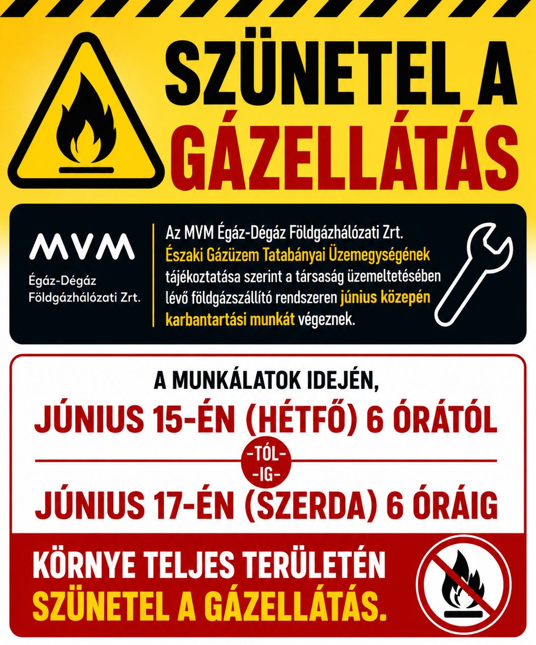Szünetel a gázellátás
